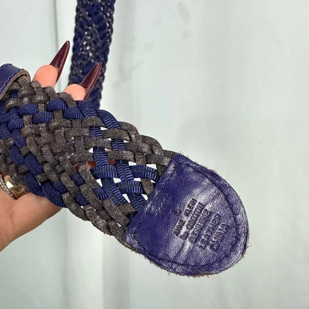 NWT anne klein II purple braided leather belt size L
